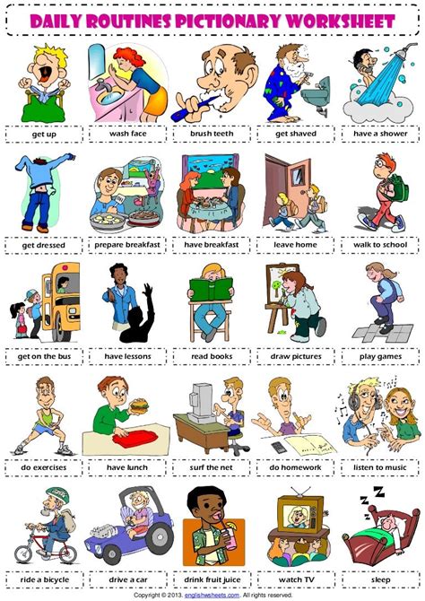 Daily routines 1 pictionary poster vocabulary worksheet