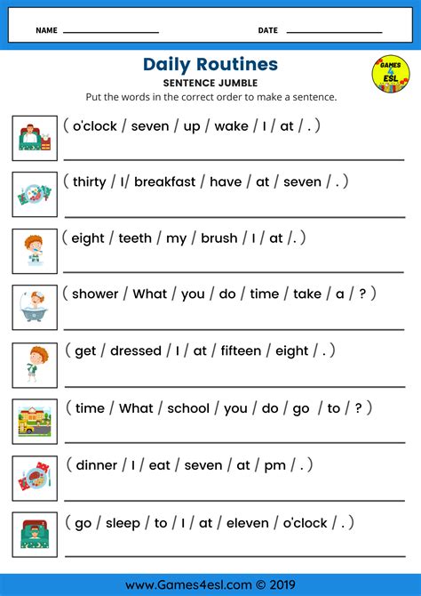 Daily Routines | ESL Worksheet For Beginners