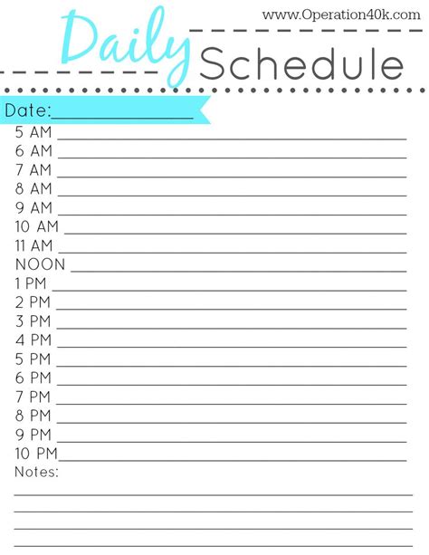 Daily schedule printable, Daily schedule template, Daily ...