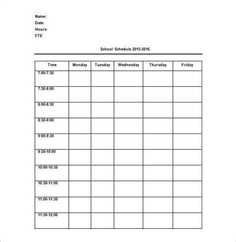 Daily Schedule Template For Teachers – printable schedule ...
