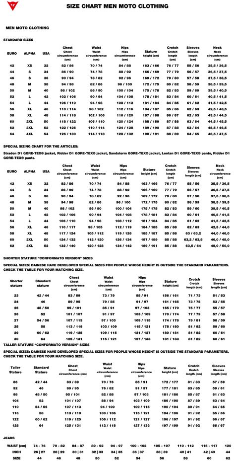 Dainese Motorcycle Suit Sizing Chart | disrespect1st.com