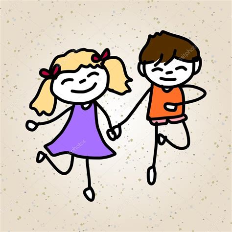 De dibujos animados los niños felices jugando — Vector de ...
