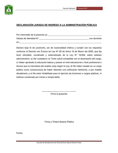 Declaración ingreso administración públ proceso 2015 by ...