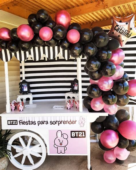 Decoración con globos para cumpleaños de bts   Ideas para ...