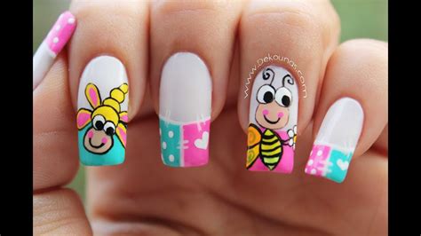 Decoracion de uñas caricatura abeja   bee nail art   YouTube