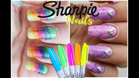 Decoracion de uñas con marcadores FACIL   Sharpie nail art ...