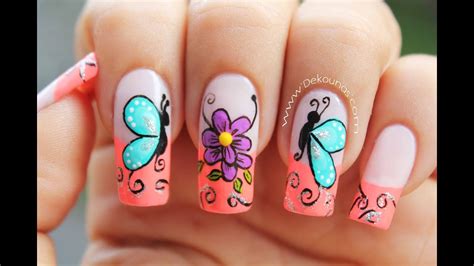 Decoracion de uñas mariposas y flores facil   Butterfly ...
