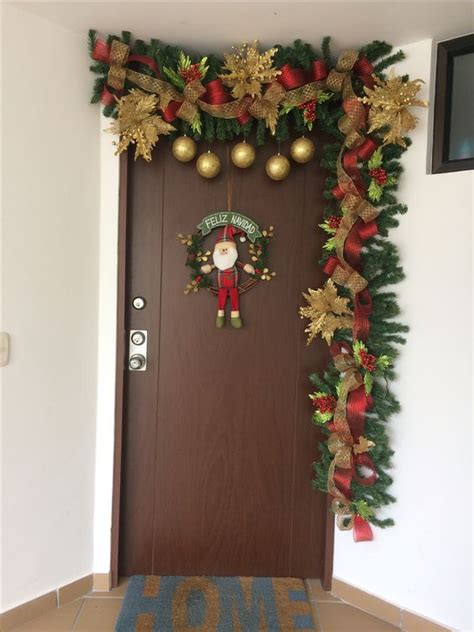 decoracion navideña para puertas de entrada elegantes ...