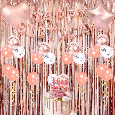 Decoraciones para fiestas de feliz cumpleaños en oro rosa ...