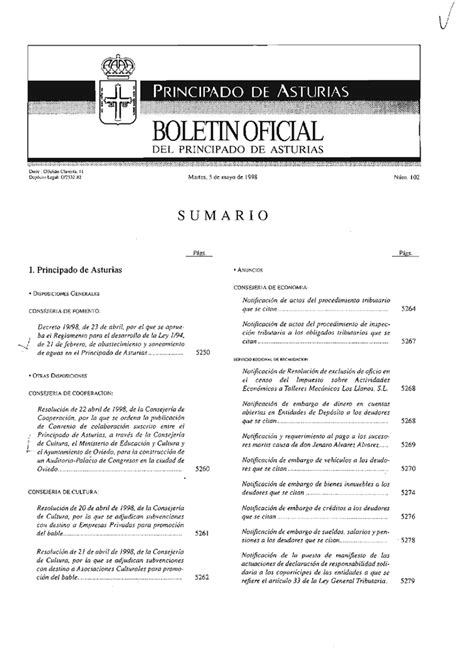 Decreto 19/1998, de la Consejeria de Fomento   Asturias
