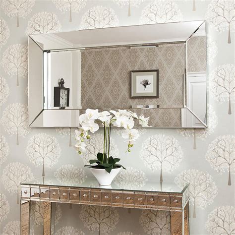 deep large all glass framed wall mirror by decorative ...