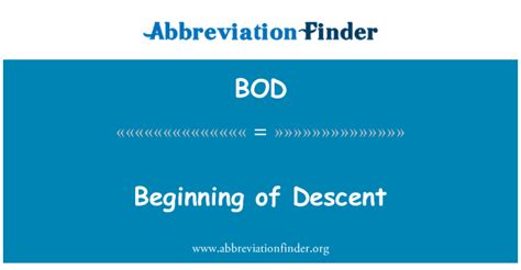 definição de BOD: Início da descida   Beginning of Descent