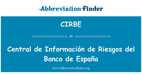 definição de CIRBE: Centro de Información de Riesgos del Banco de ...