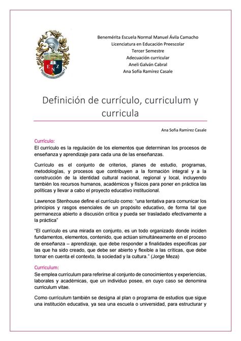 Definición de currículo by sofia casale   Issuu