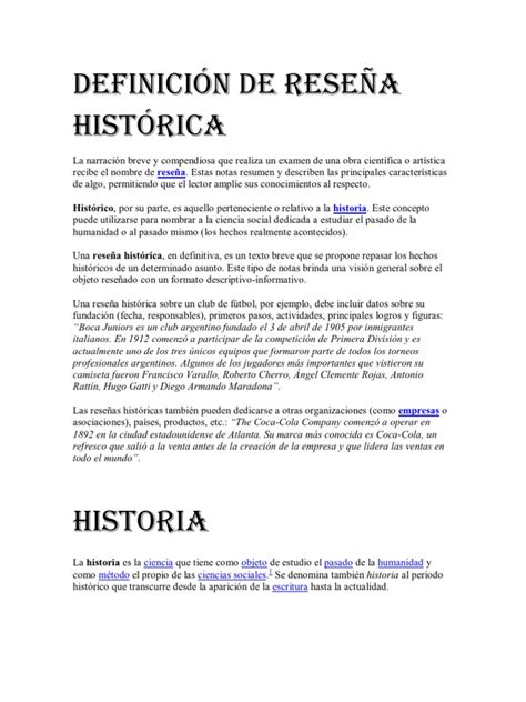 Definición de reseña histórica | Historiografía | Ciencia
