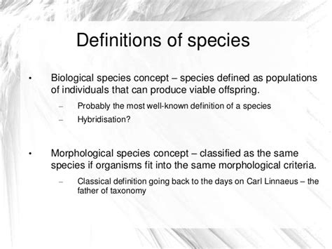 Defining a species