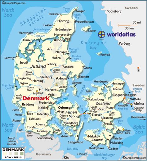 Denmark Landforms Map