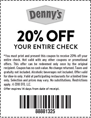 Denny’s Printable Coupons October 2019 and Promo Codes
