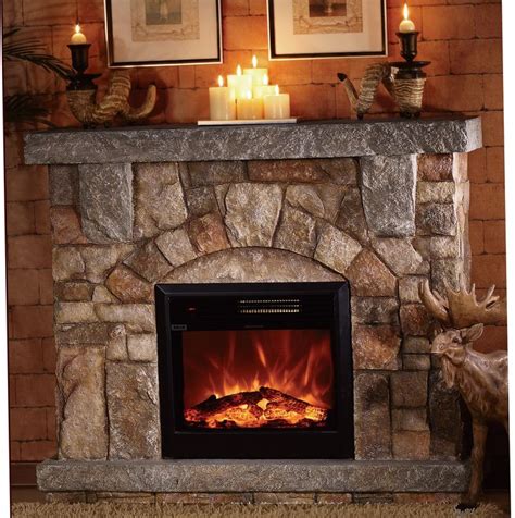 Depiction of Stone Electric Fireplace for Modern Rustic ...