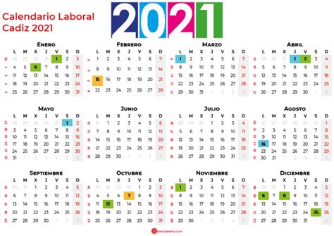 Descargar Calendario Laboral Cadiz 2021 Para Imprimir