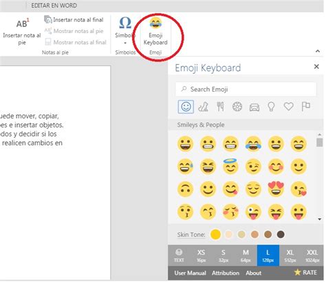 Descargar complemento Emoji Keyboard para insertar emojis ...