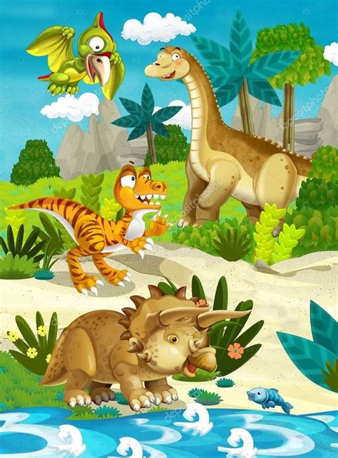 Descargar   Dibujos animados dinosaurios felizes — Imagen ...