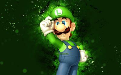Descargar fondos de pantalla Luigi, 4k, plombier de dessin animé, néons ...