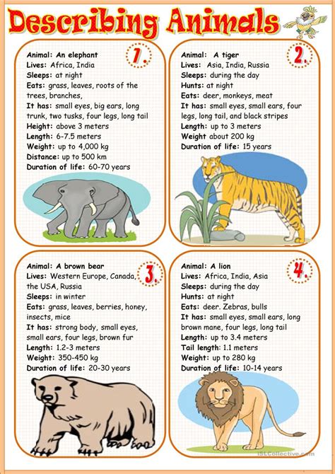 Describing animals 1   English ESL Worksheets for distance learning and ...