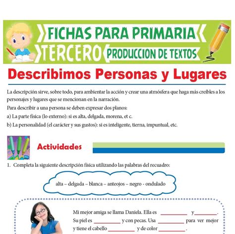 Descripción de Personas y Lugares para Tercer Grado de Primaria