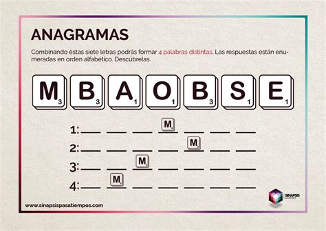 Descubre 4 palabras combinando las letras. #Anagramas # ...