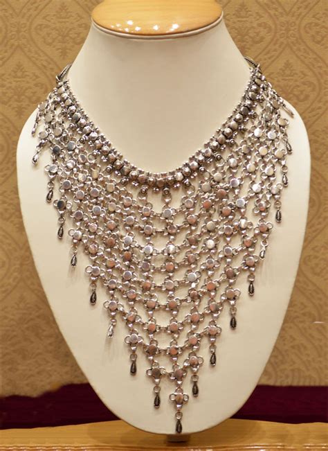 Designer silver oxidised necklace for women Collection Catalog