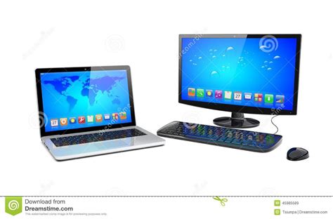 Desktop pc and laptop stock illustration. Illustration of ...