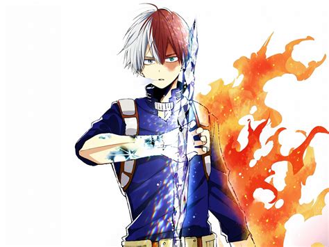 Desktop wallpaper anime, shouto todoroki, ice and fire ...
