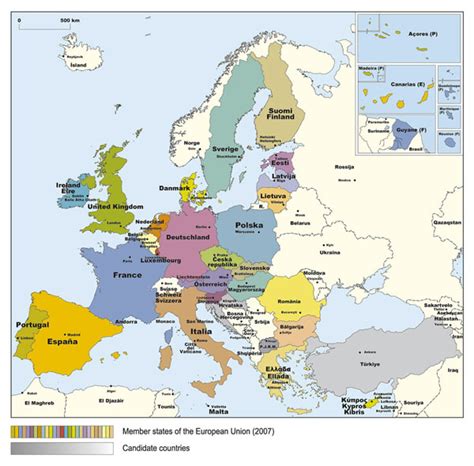 Detailed Member States map of the European Union  EU ...