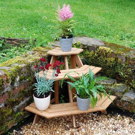 Details about Wooden Corner Etagere Plant Pot Garden Stand ...