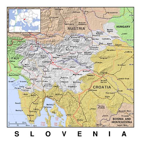 Detallado mapa político de Eslovenia con relieve | Eslovenia | Europa ...