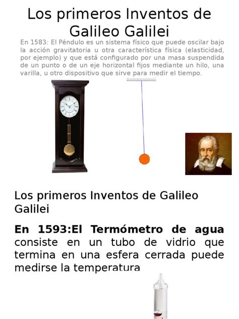 Diapositivas Los Primeros Inventos de Galileo Galilei 1