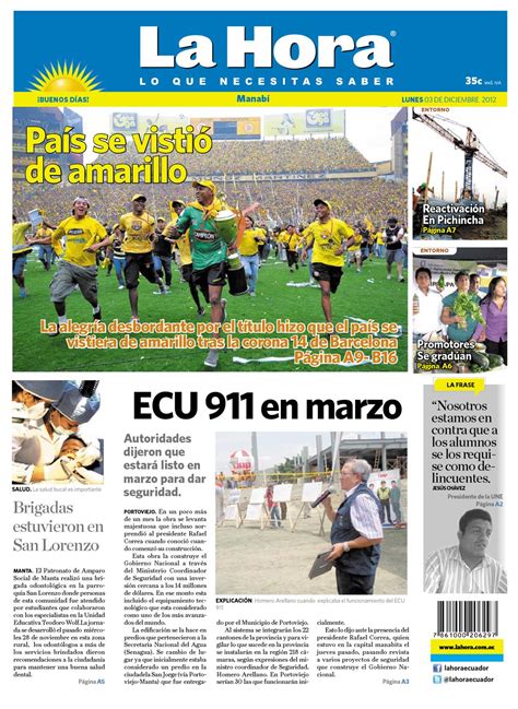 Diario La Hora Manabi 3 Diciembre 2012 by Diario La Hora ...