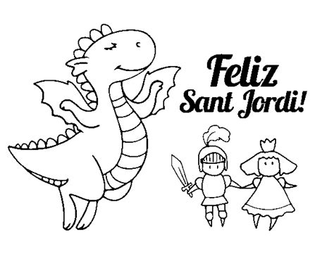 Dibuix de Feliç Sant Jordi per Pintar on line   Dibuixos.cat
