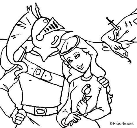 Dibuix de Sant Jordi y la princesa per Pintar on line ...