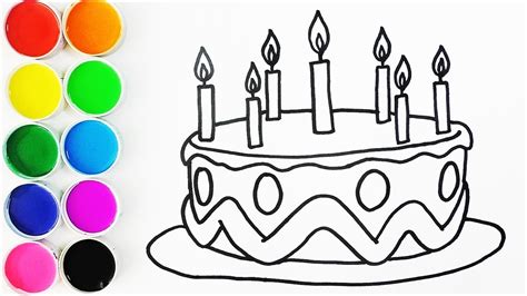 Dibuja y Colorea Torta de Cumpleaños   Draw Birthday Cake ...