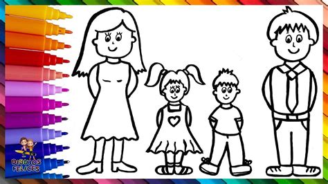 Dibuja y Colorea Una Familia  Dibujos Para Niños | Dibujos para ...
