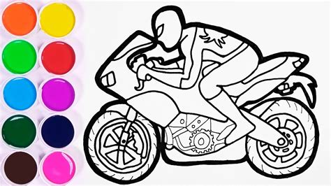 Dibuja y Colorear Spideman en su Moto   Videos Para Niños ...