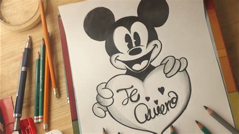 Dibujando a Mickey Mouse a lapiz   DIBUJOS DE AMOR   YouTube
