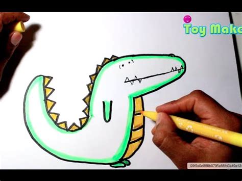 Dibujando un cocodrilo de caricatura para niños y niñas ...