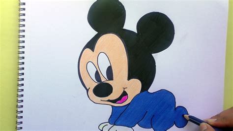 Dibujando y pintando a Mickey Mouse Baby   Drawing and ...