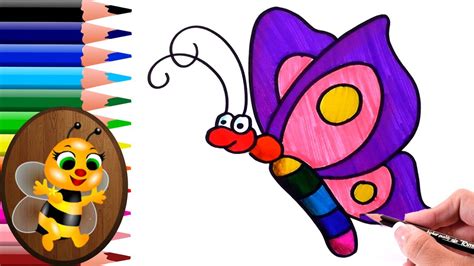 dibujando y pintando mariposa de colores   Dibujos para ...