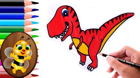 Dibujando y pintando un dinosaurio animado   Dibujos para ...