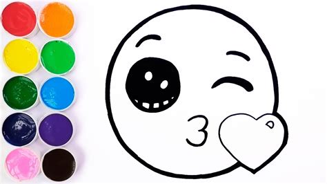 Dibujar y Colorear Emoji de Cara que Envía Un Beso ...