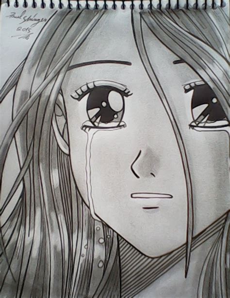 dibujo chica anime llorando por shinzen | Dibujando